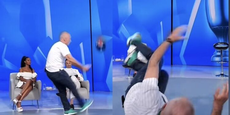 Tenton të xhonglojë topin, Meta rrëzohet në mes të studios: I bëra gol Spanjës… IMG 4214