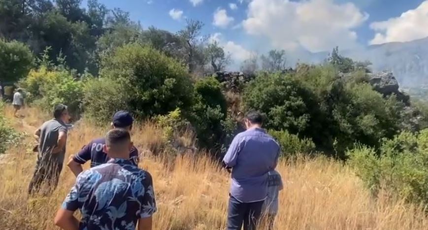 Zjarri përfshin sipërfaqe toke në Dhërmi, forcat zjarrfikëse në luftë me flakët Capture 2