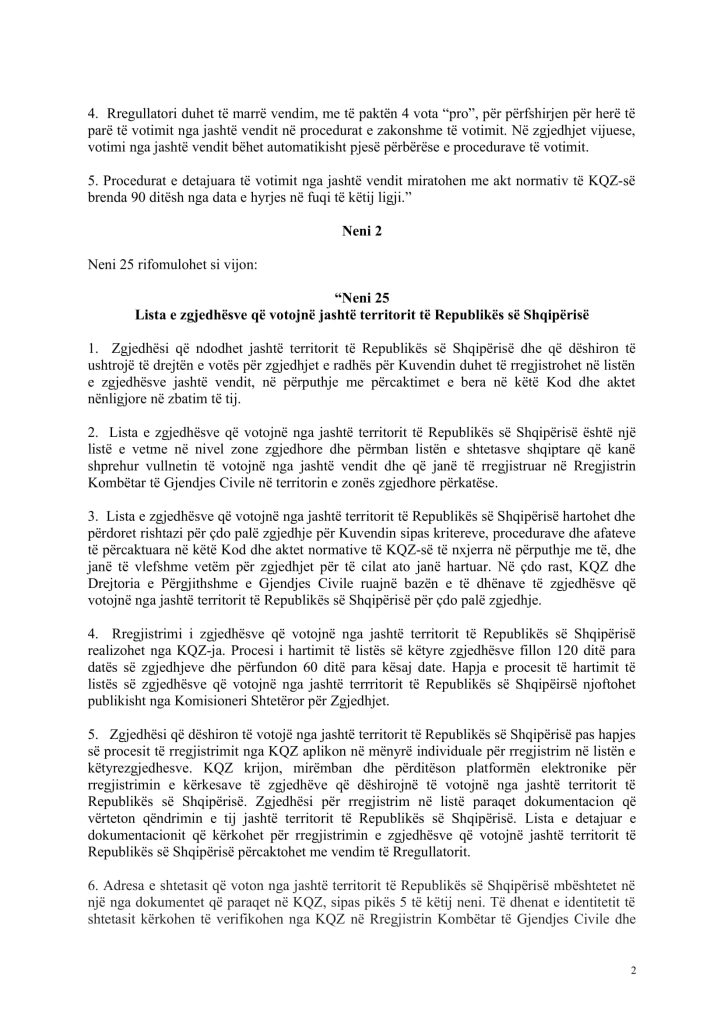 Teksti perfundimtar Kodi Zgjedhor 2