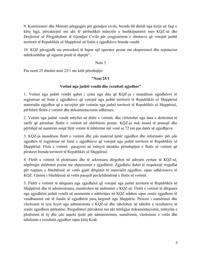 Zbardhen propozimet/ PD-ja nismë për votën e emigrantëve, këmbëngul edhe për koalicionet 3 projekt ligji i PD 3