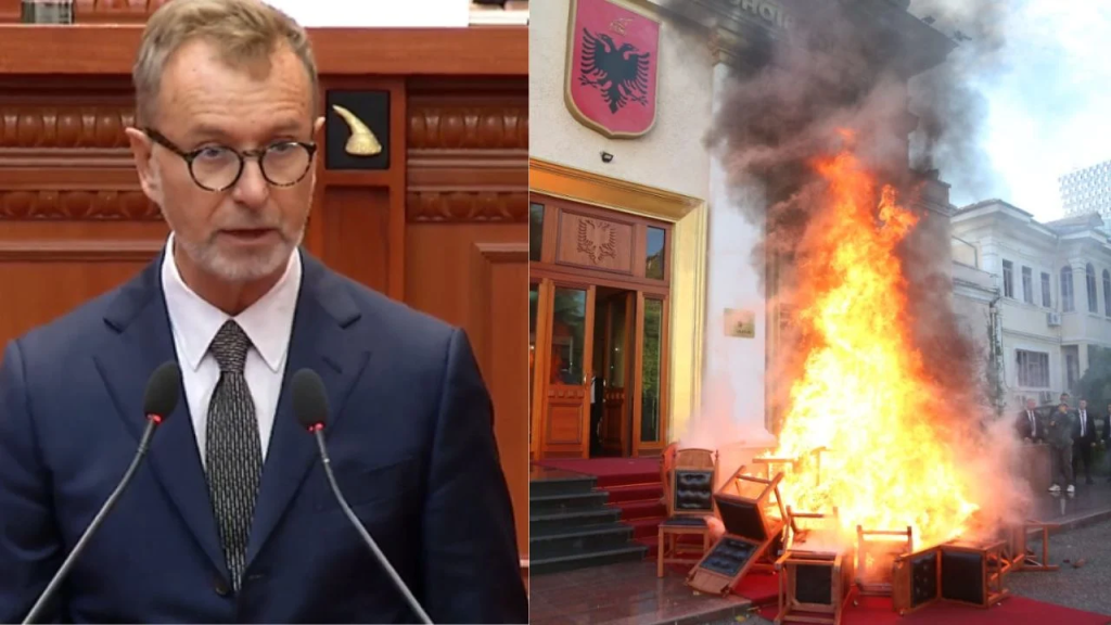 “Dhuna nuk është zgjidhje”, ambasadori i BE në Tiranë reagon pas djegies së karrigeve nga opozita IMG 8999