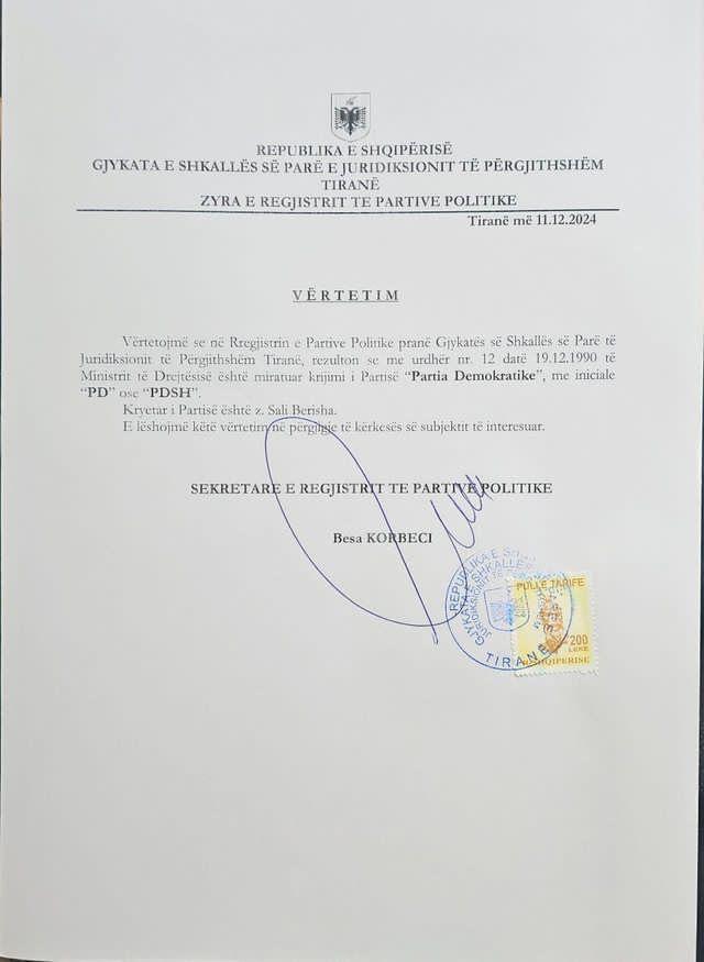 Pasi mori vulën, Berisha regjistrohet në Gjykatë si kreu i PD-së 1 WhatsApp Image 2024 12 11 at 15.35.07
