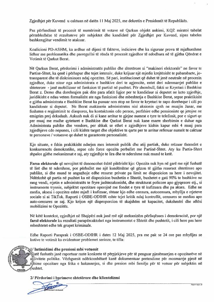 2025 4886 PD Kerkese Ankimore Kundershtim i Vendimit 1319 te KSHZ per Rezultatin QARKU BERAT page 0004