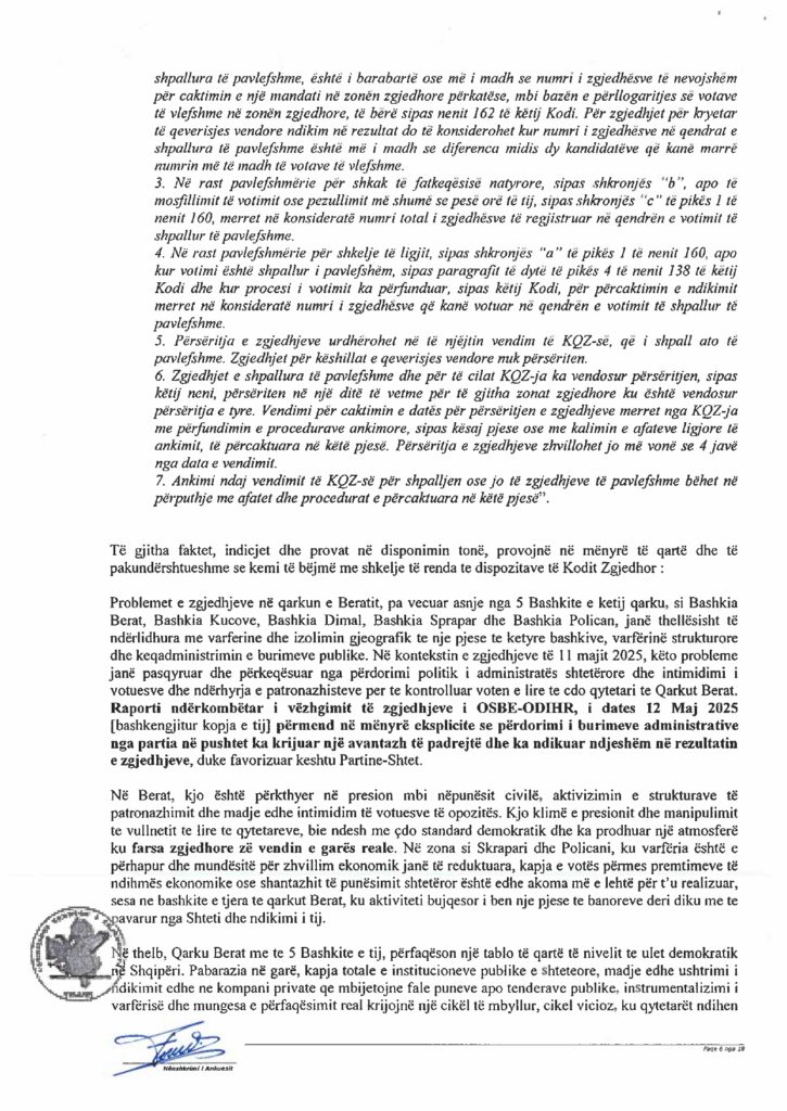 2025 4886 PD Kerkese Ankimore Kundershtim i Vendimit 1319 te KSHZ per Rezultatin QARKU BERAT page 0006