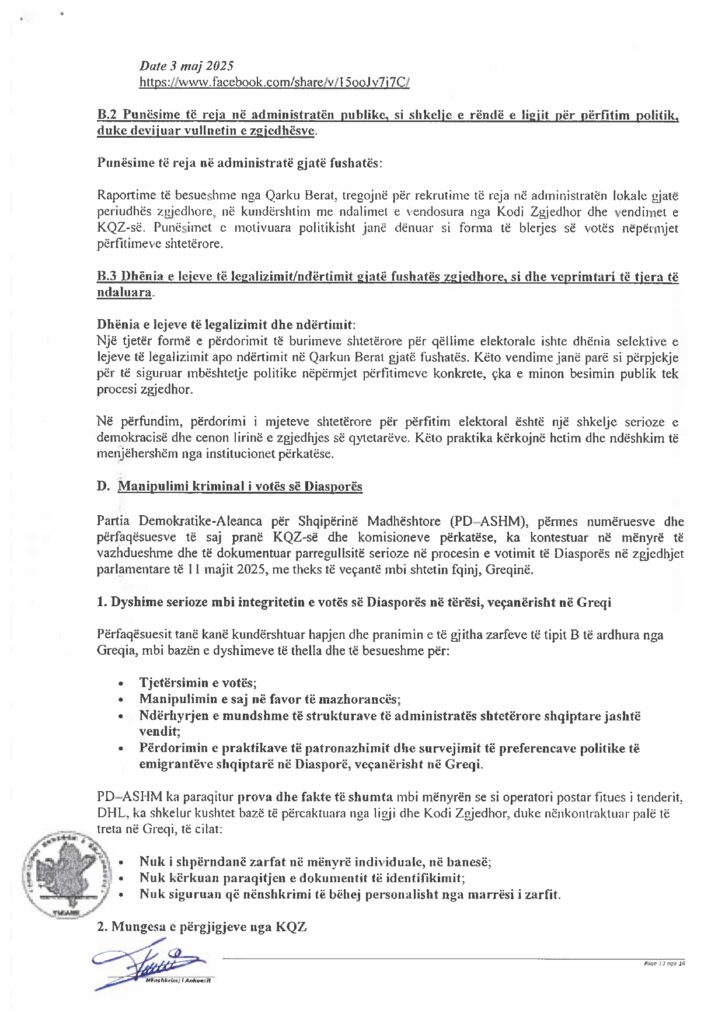2025 4886 PD Kerkese Ankimore Kundershtim i Vendimit 1319 te KSHZ per Rezultatin QARKU BERAT page 0013