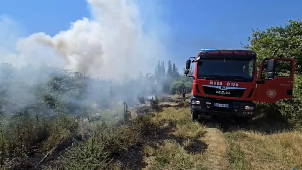 Zjarr në vendgrumbullimin e mbetjeve në Daullas të Fierit zjarr fier
