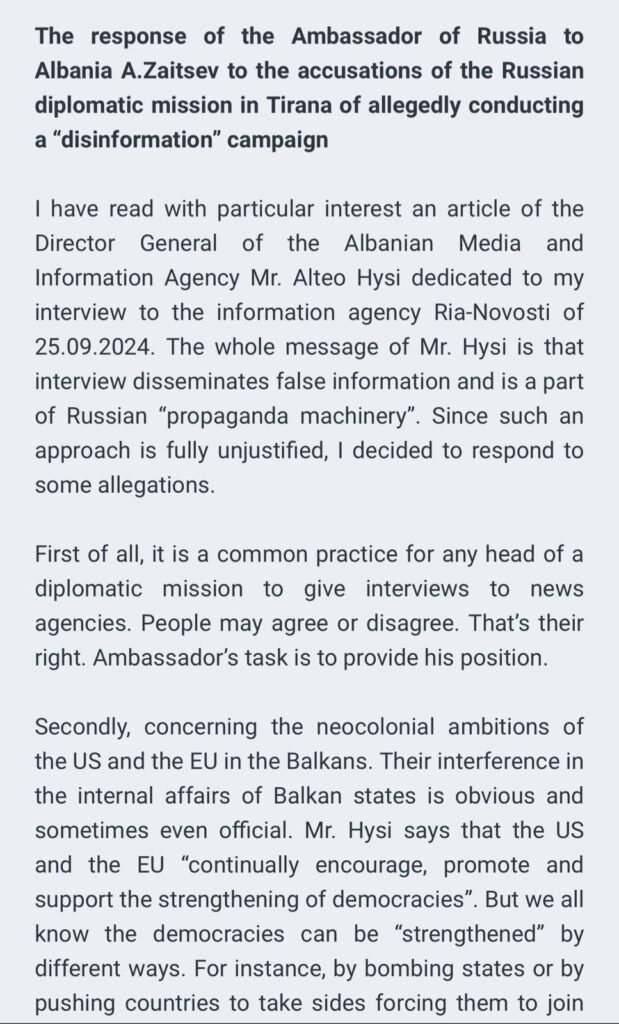 Raporti i Kremlinit: Autoritetet shqiptare rusofobe, zyrtari që "shqetësoi" ambasadën ruse në Tiranë 2 76e12d83 b6b3 4916 8304 f78a713f938d