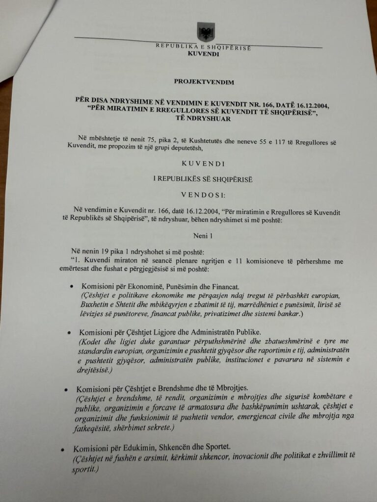 Zbardhet drafti i rregullores së Kuvendit, nesër mbahen dy seanca plenare/ Ja pse 2 1596ca1f faf7 477c 9c67 7445071f6a15
