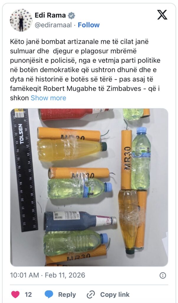 Protesta e opozitës/ Rama: Këto janë bombat artizanale me të cilat janë sulmuar dhe djegur policët 1 IMG 7741