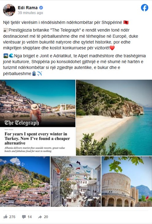Rama: Shqipëria po konsolidohet në hartën e turizmit ndërkombëtar 1 dd461f6f f0c8 4d60 816b fa9a5e3dae1c
