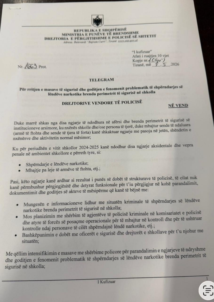 Siguria në shkolla, policia zbret në terren për drogën dhe armët e ftohta, Skënder Hita ultimatum drejtorive të komisariateve: Tolerancë zero 1 image 22