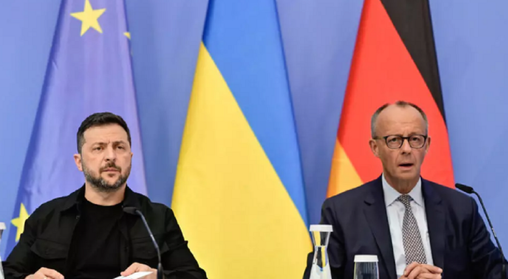 Zelensky refuzon propozimin e Merz për anëtarësim të asociuar në BE zelensky and merz