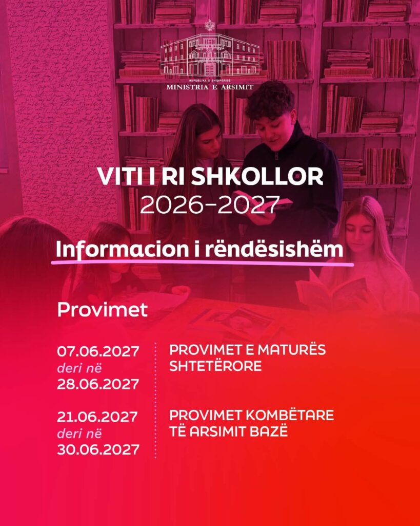 Ministria e Arsimit publikon kalendarin, viti i ri shkollor 2026-2027 nis më 14 shtator 2 740259610 1556756845838407 7988720618554294063 n