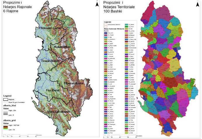 Zbardhet propozimi i PD për reformën territoriale me 100 bashki, ja si ndryshon harta e Shqipërisë. Tirana ndahet në 5 pjesë të reja. Kush janë 39 njësite që shtohen? Harta sipas PD1